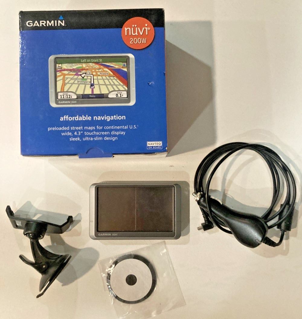 Garmin Nuvi 200W GPS Bundle w/ Original Box Car Charger Mount Tested
